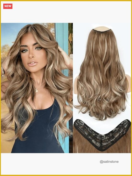 Long 20 Clip In Wavy Hair Extensions for Women, 7 Clips Full Head main image 3
